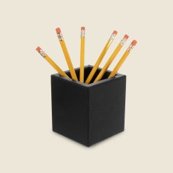 Black Leather Pencil Cup