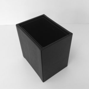 Black Leather Wastebasket Top View