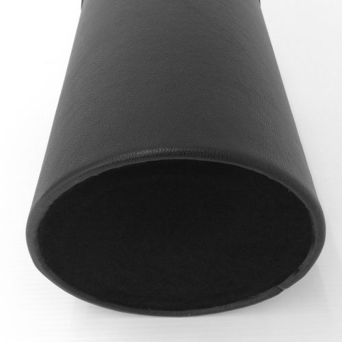 Round Black Leather Wastebasket Bottom View