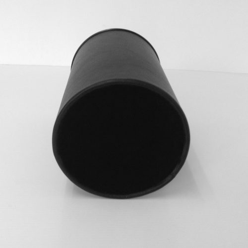 Round Black Leather Wastebasket Bottom View 2