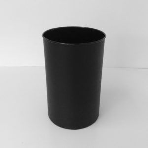 Round Black Leather Wastebasket Front View