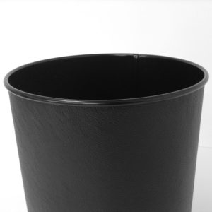 Round Black Leather Wastebasket Top Detail