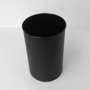 Round Black Leather Wastebasket Top View