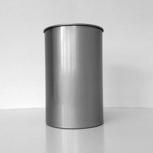 Tall Round Silver Metal Wastebasket