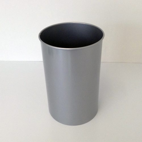 Tall Round Silver Metal Wastebasket