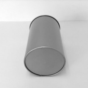 Tall Round Silver Metal Wastebasket