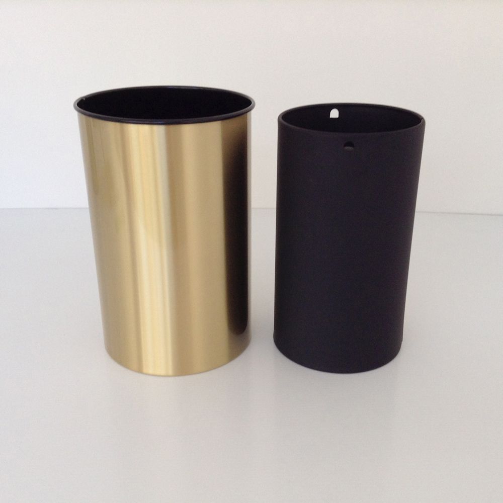 Satin Brass Decorative Wastebasket with Metal Liner