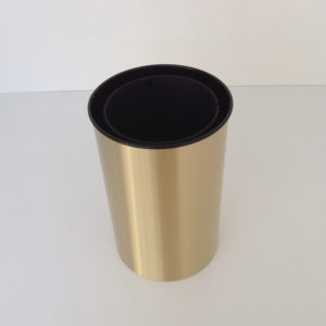 Satin Brass Wastebasket and Metal Liner Top View