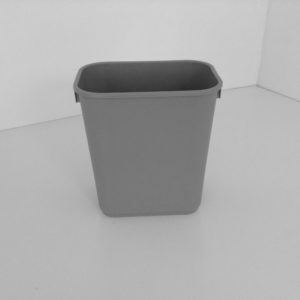 Small Grey Plastic Wastebasket Front View