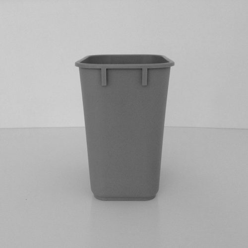 Small Grey Plastic Wastebasket Side View
