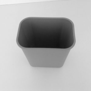 Small Grey Plastic Wastebasket Top View