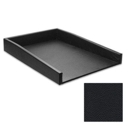 Classic Black Leather Letter Tray