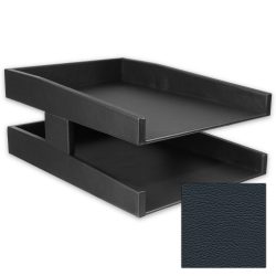 Classic Midnight Blue Double Leather Letter Tray