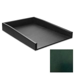 Gloss Green Leather Letter Tray