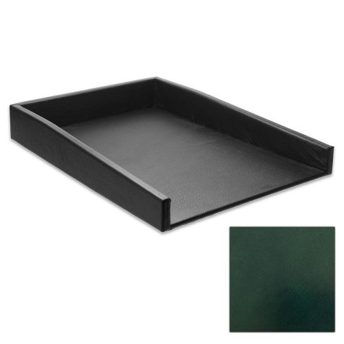 Gloss Green Leather Letter Tray