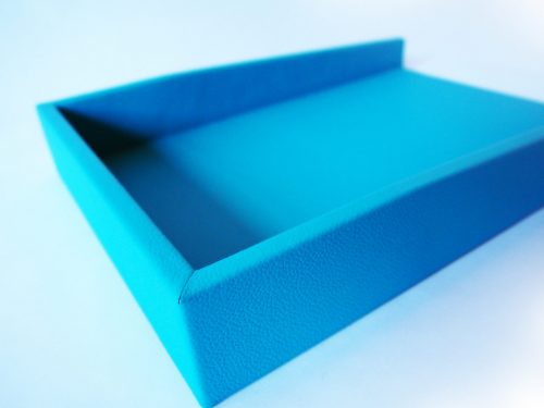 Turquoise Leather Letter Tray - Call for Quantity Discounts