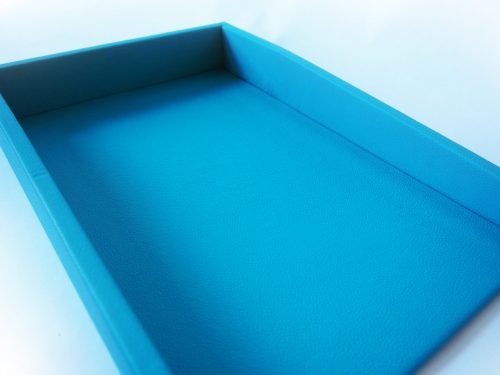 Turquoise Leather Letter Tray - Call for Quantity Discounts - Image 5
