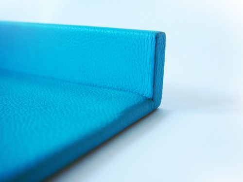 Turquoise Leather Letter Tray - Call for Quantity Discounts - Image 4