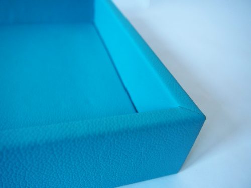 Turquoise Leather Letter Tray - Call for Quantity Discounts - Image 2