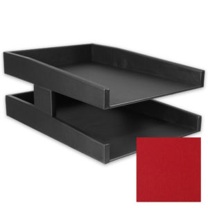 Rosa Red Double Leather Letter Tray