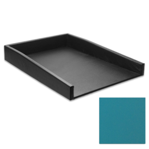 Turquoise Leather Letter Tray