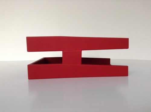 Red Executive Leather Letter Tray Side 2