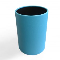 Round Leather Wrapped Metal Wastebasket