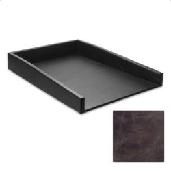 Distressed Chocolate Leather Letter Tray