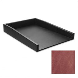 Distressed Garnet Leather Letter Tray