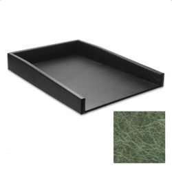 Distressed Green Leather Letter Tray