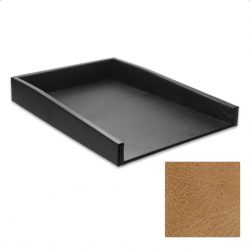 Distressed Pecan Leather Letter Tray