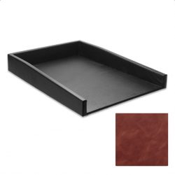 Distressed Russet Leather Letter Tray
