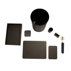 8 Piece Classic Leather Desk Set