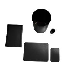 5 Piece Glazed Leather Desk Set