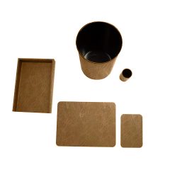5 Piece Distressed Leather Desk Set