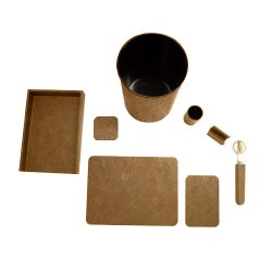 8 Piece Distressed Leather Desk Set