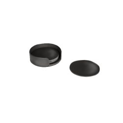 Set of 4 Glazed Leather Coasters With Holder
