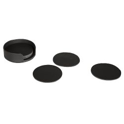 Set of 6 Linoleum Coasters With Holder