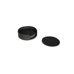 Set of 4 Faux Leather Coasters With Holder
