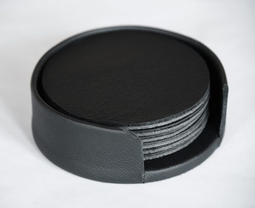 Set of 6 Linoleum Coasters With Holder - Image 3