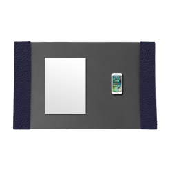Desk Pad With Midnight Blue Classic Leather Side Panels