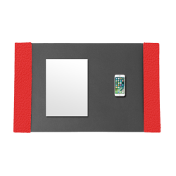 Desk Pad With Rosa Red Classic Leather Side Panels