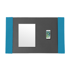 Desk Pad With Turquoise Classic Leather Side Panels