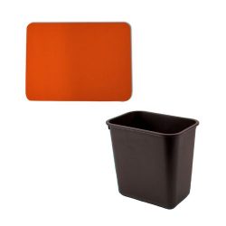 Classic Leather Deskpad and Plastic Wastebasket Bundle